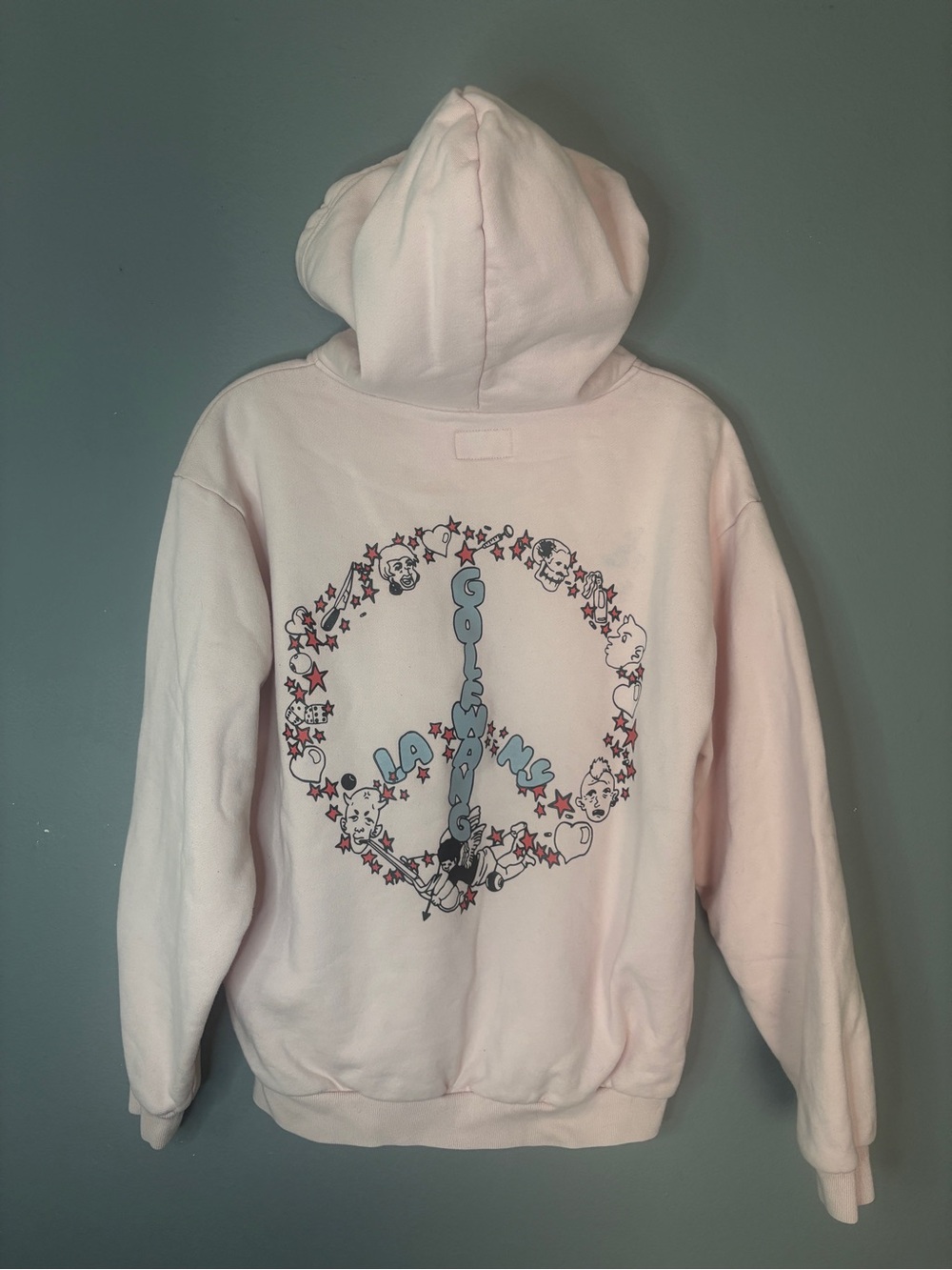Golf Wang Light Pink Hoodie with Floral Peace Sign